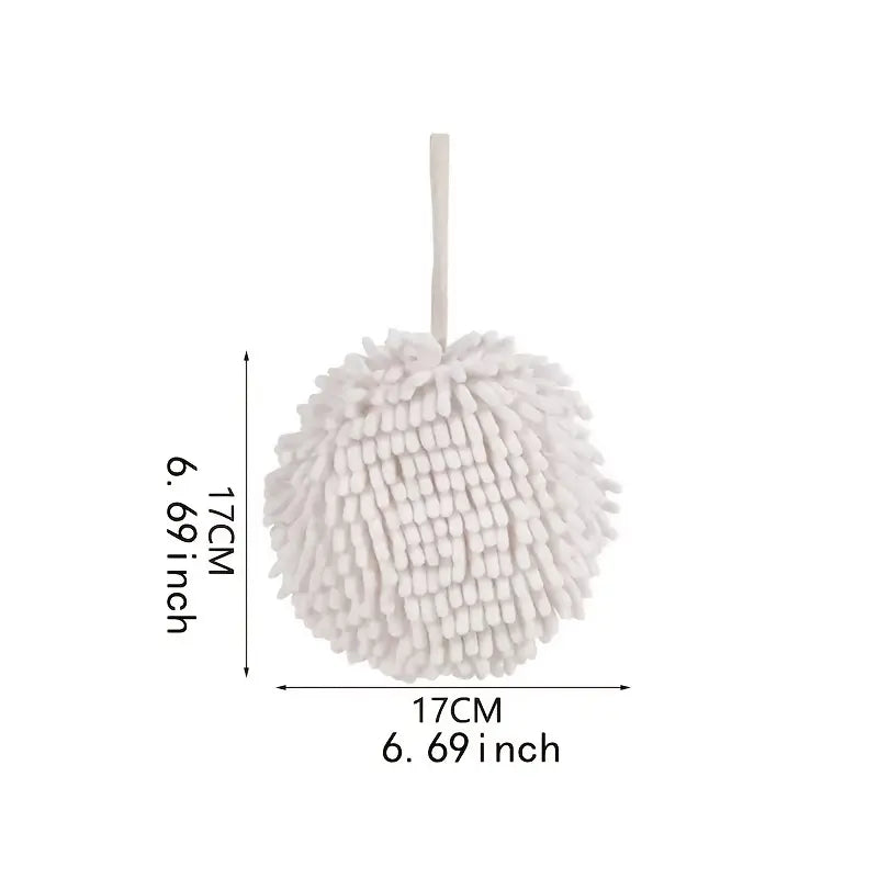 1pc White and Gray Absorbent Hanging Bathroom Towel