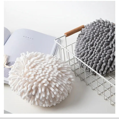 1pc White and Gray Absorbent Hanging Bathroom Towel
