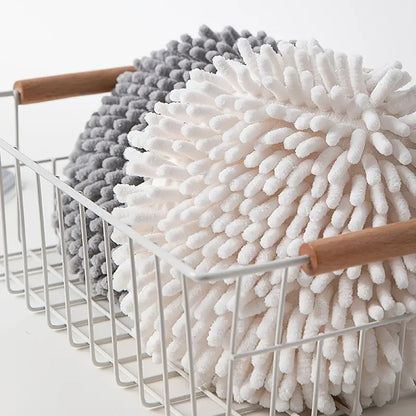 1pc White and Gray Absorbent Hanging Bathroom Towel