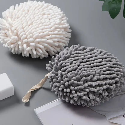 1pc White and Gray Absorbent Hanging Bathroom Towel