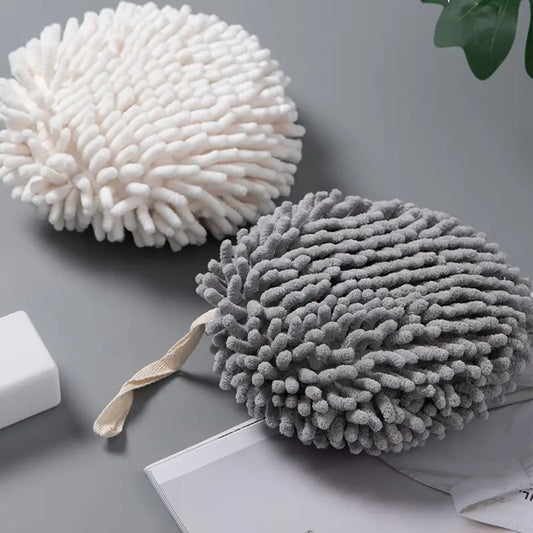 1pc White and Gray Absorbent Hanging Bathroom Towel